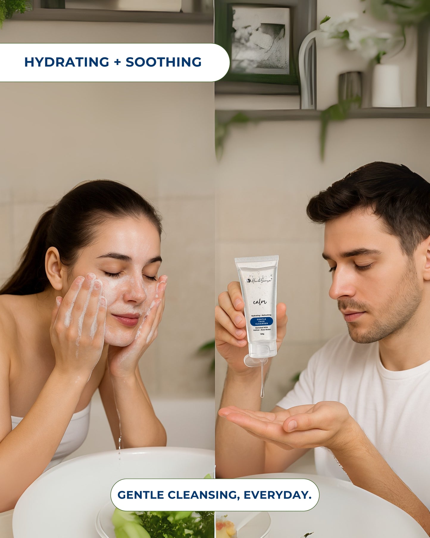 Calm Gentle Face Cleanser, Hydrating & Refreshing, with Licorice, Vetiver, Rose Water, SLS & Paraben Free, Sensitive Skin Friendly, 120g