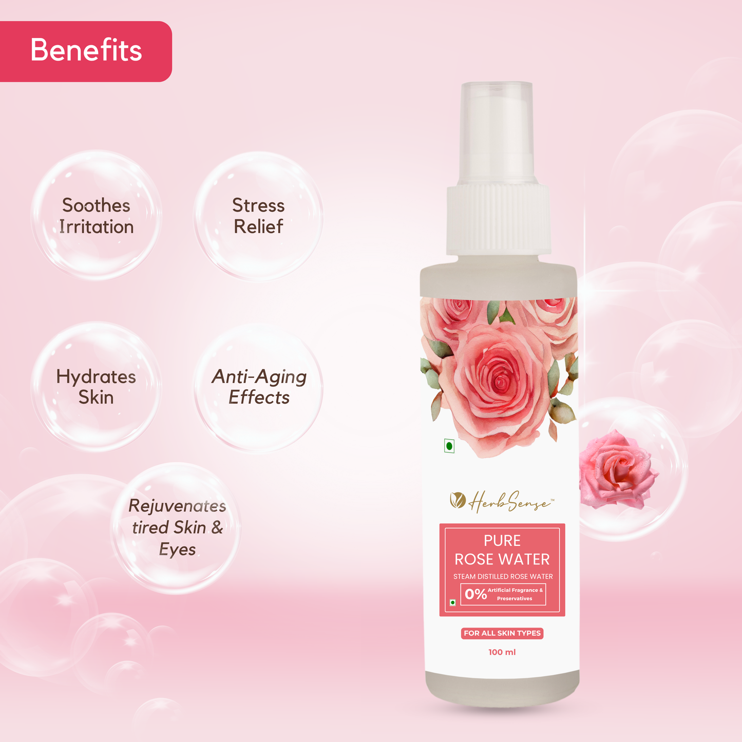 Pure Rose Water & Aloe Vera Gel Combo Pack, Hydrating & Refreshing Skin Care Combo, Face Toner Mist, Aloe Gel 180gm + Rose Water 100ml