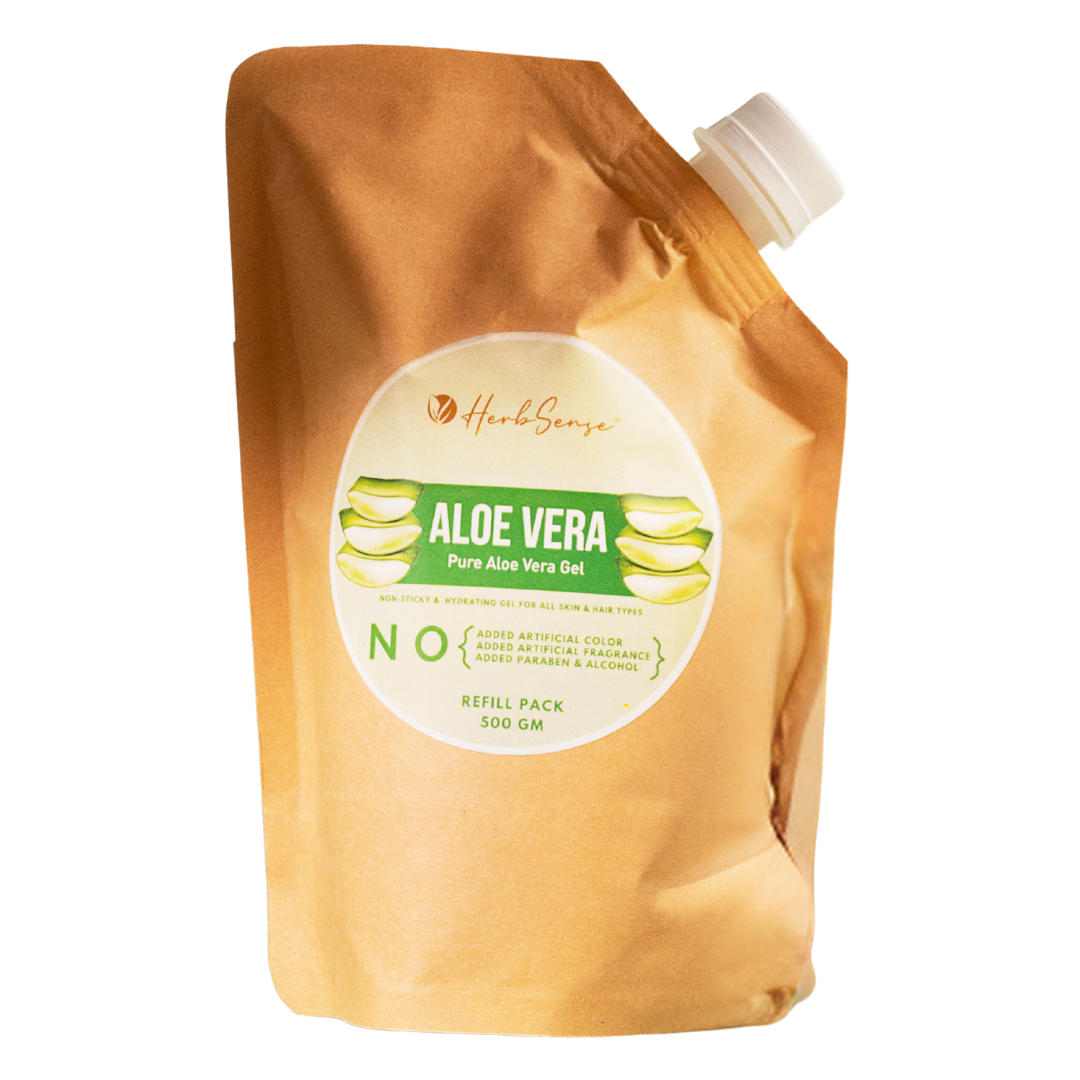 Pure Aloe Vera Gel Refill Pack 500gm | Eco-friendly , Chemical Free Gel For Hair and Skin