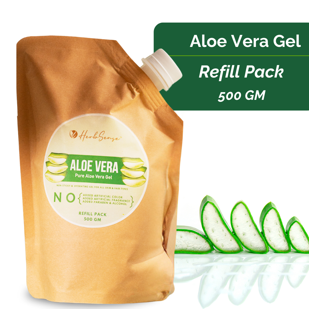 Pure Aloe Vera Gel Refill Pack 500gm | Eco-friendly , Chemical Free Gel For Hair and Skin