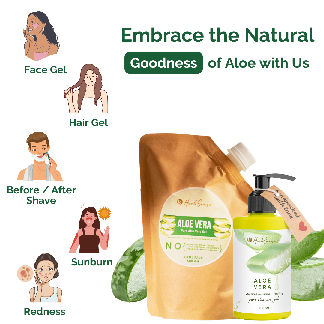 Pure Aloe Vera Gel Refill Pack 500gm | Eco-friendly , Chemical Free Gel For Hair and Skin