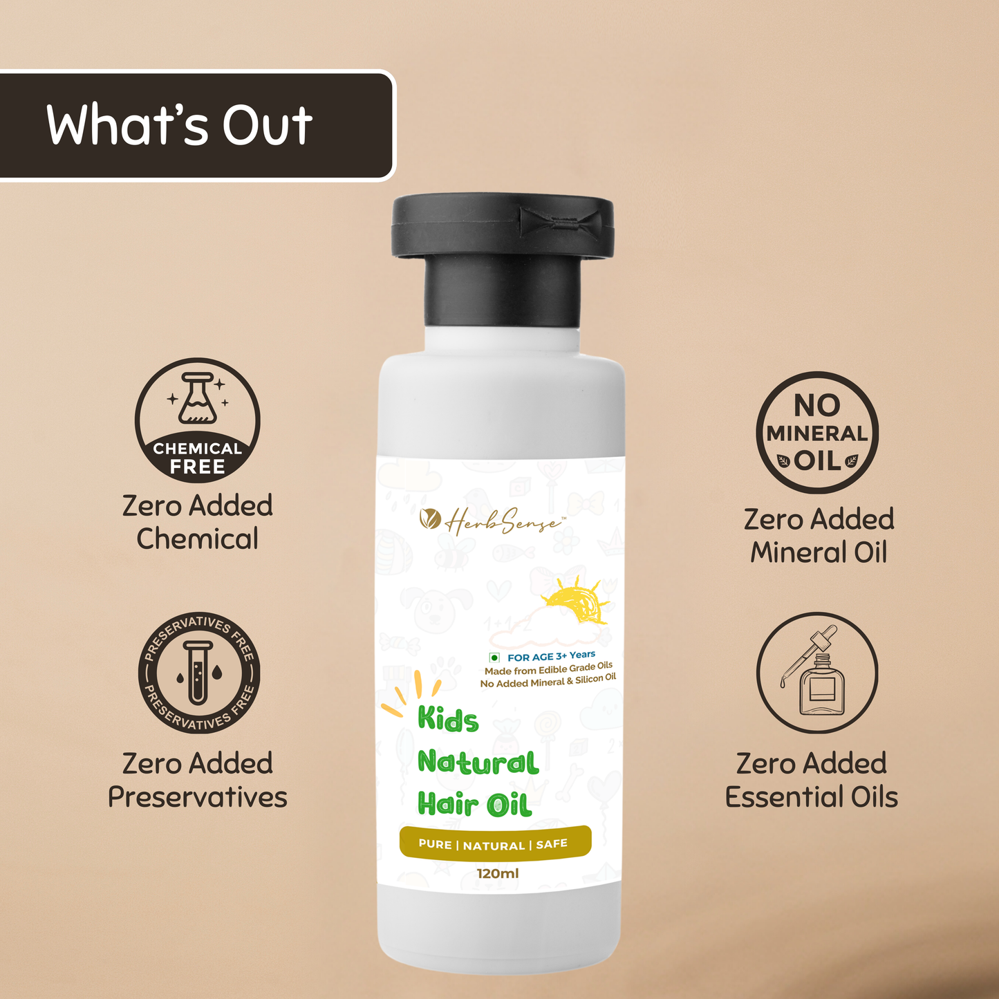 Kids Hair Oil - Pure Blend of Wood Pressed Oils & Herbs | For Age 3+ Years | 120ml