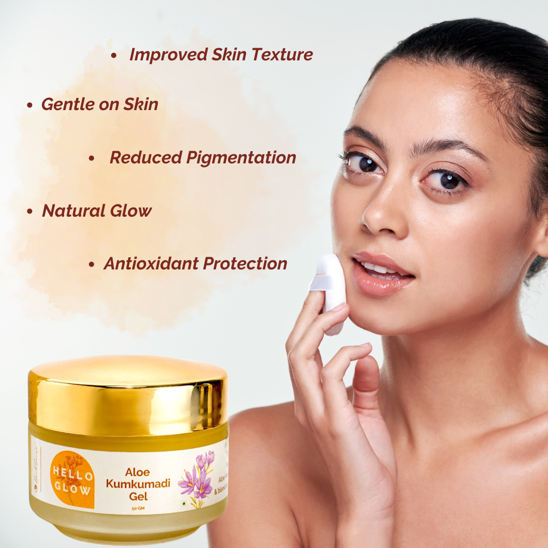 Aloe Kumkumadi Gel Moisturizer-Skin Radiance Gel,Plant Based Ingredients,Hello Glow Range -50gm