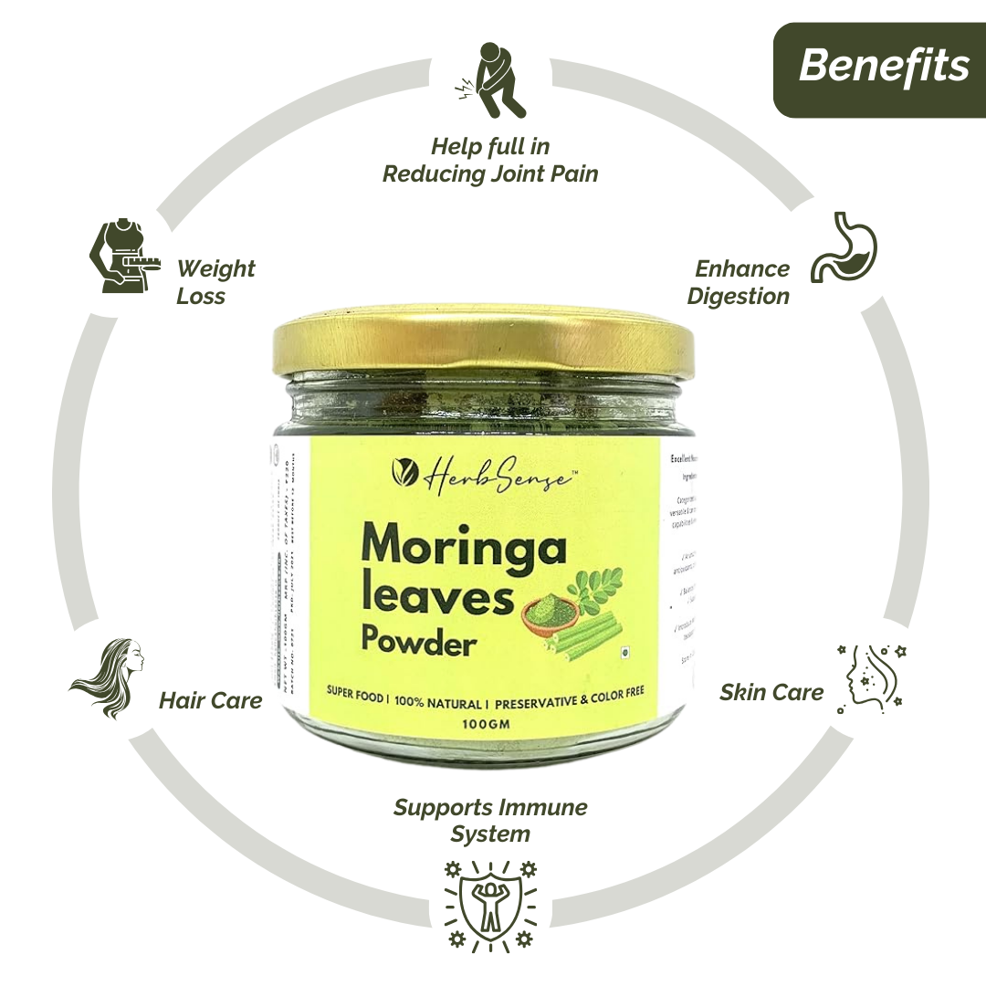 Moringa Leaves Powder-100gm- For Healthy Body & Skin, Superfood Packed with Antioxidants & Vitamins
