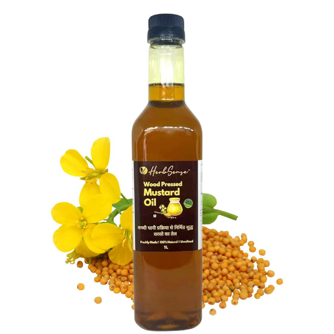 Wood Pressed Mustard Oil-Unrefined & Unfiltered Cooking Oil,Hair Oil,Baby Massage Oil ,Zero Added Preservatives.2L ( 1L Pack of 2 )