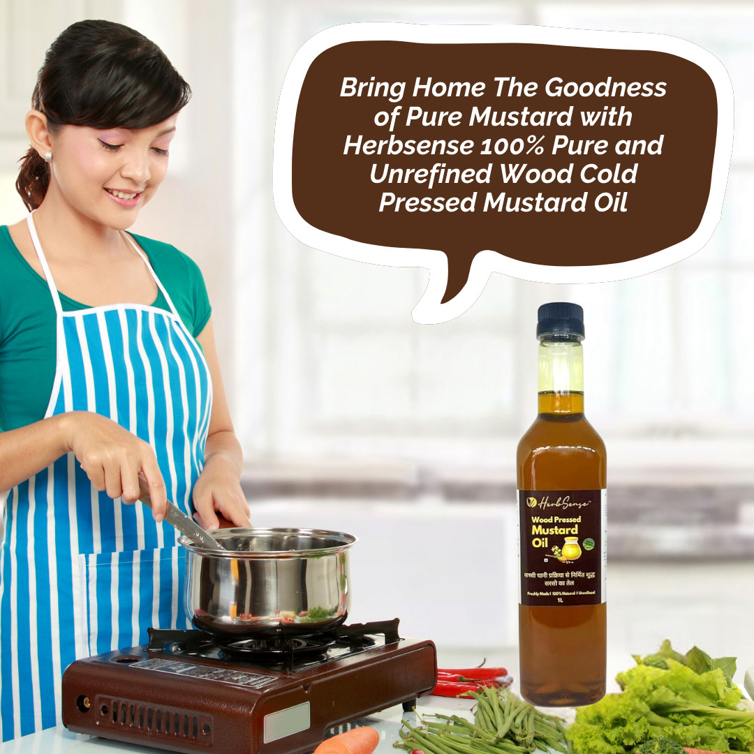 Wood Pressed Mustard Oil-Unrefined & Unfiltered Cooking Oil,Hair Oil,Baby Massage Oil ,Zero Added Preservatives.2L ( 1L Pack of 2 )