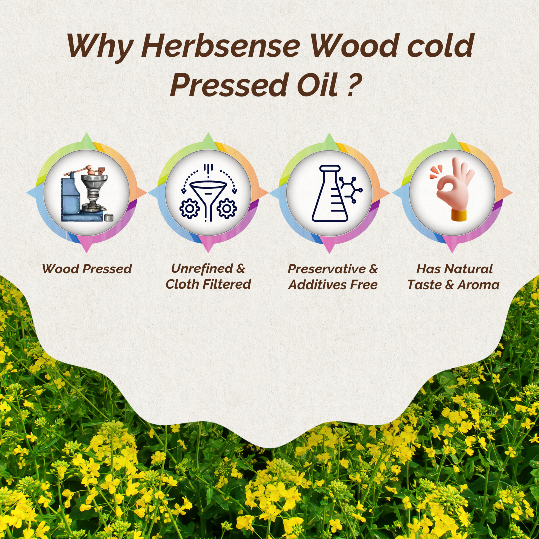Wood Pressed Mustard Oil-Unrefined & Unfiltered Cooking Oil,Hair Oil,Baby Massage Oil ,Zero Added Preservatives.2L ( 1L Pack of 2 )