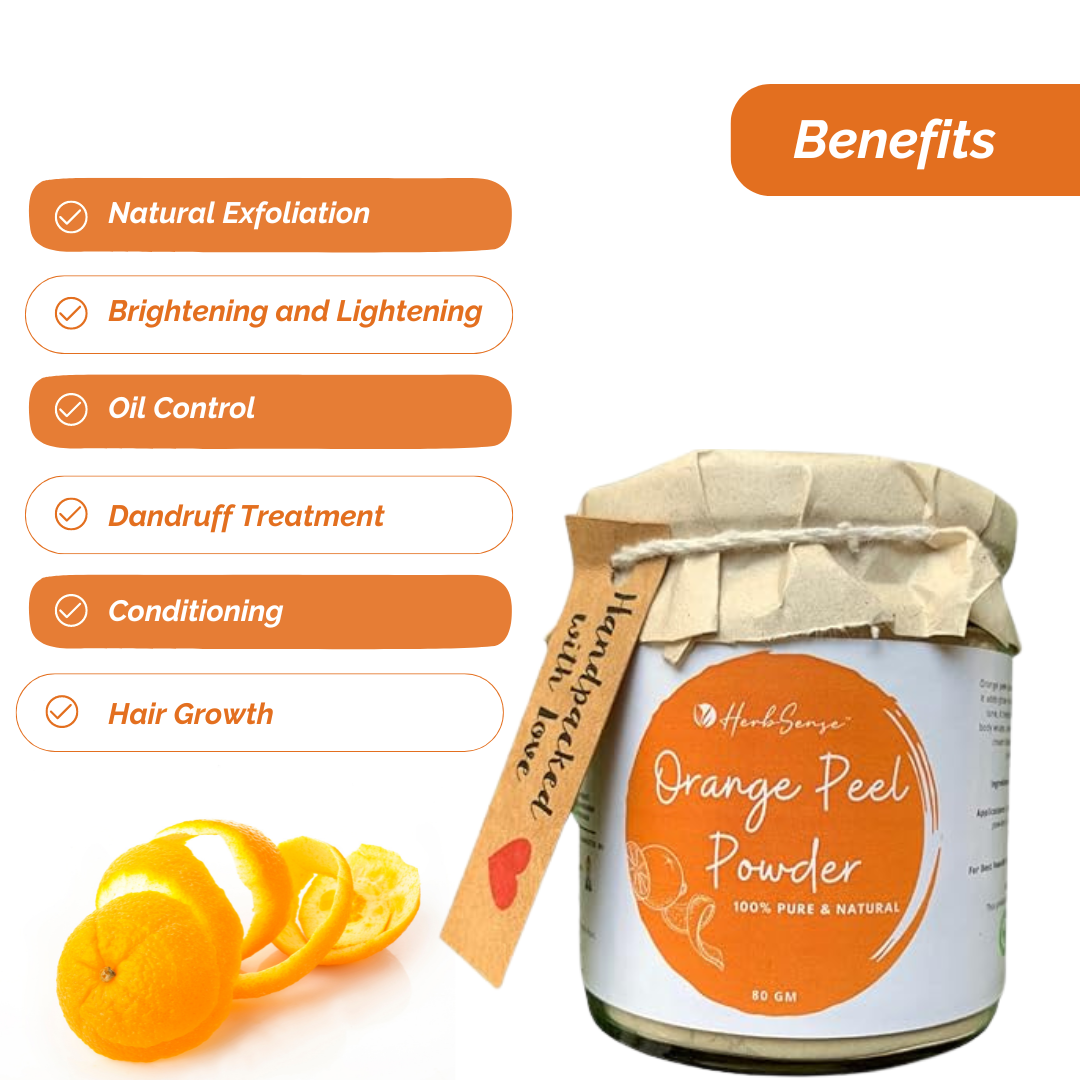 Pure Orange Peel Powder-80 gm ( No added Preservatives ,Eco-friendly Packaging )