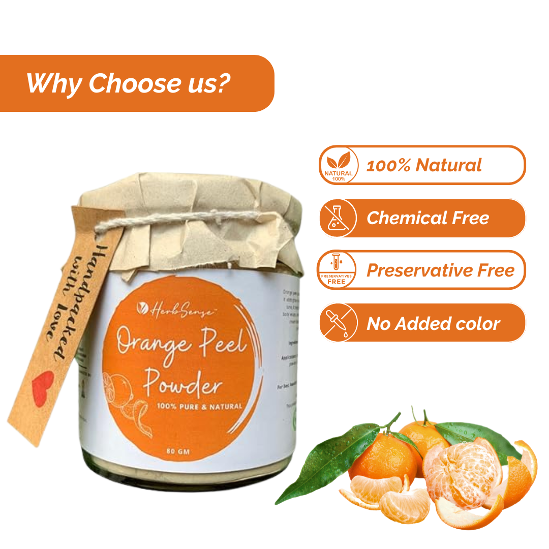 Pure Orange Peel Powder-80 gm ( No added Preservatives ,Eco-friendly Packaging )