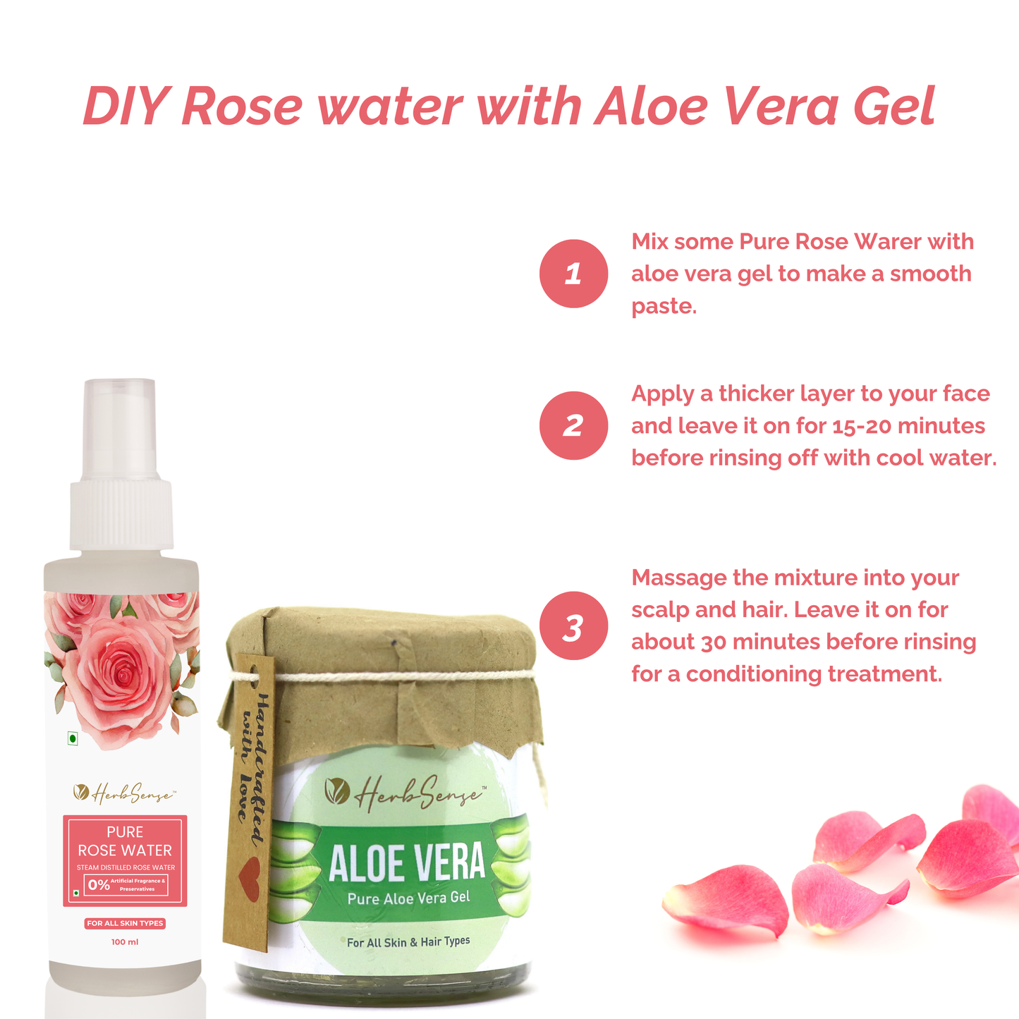 Pure Rose Water & Aloe Vera Gel Combo Pack, Hydrating & Refreshing Skin Care Combo, Face Toner Mist, Aloe Gel 180gm + Rose Water 100ml
