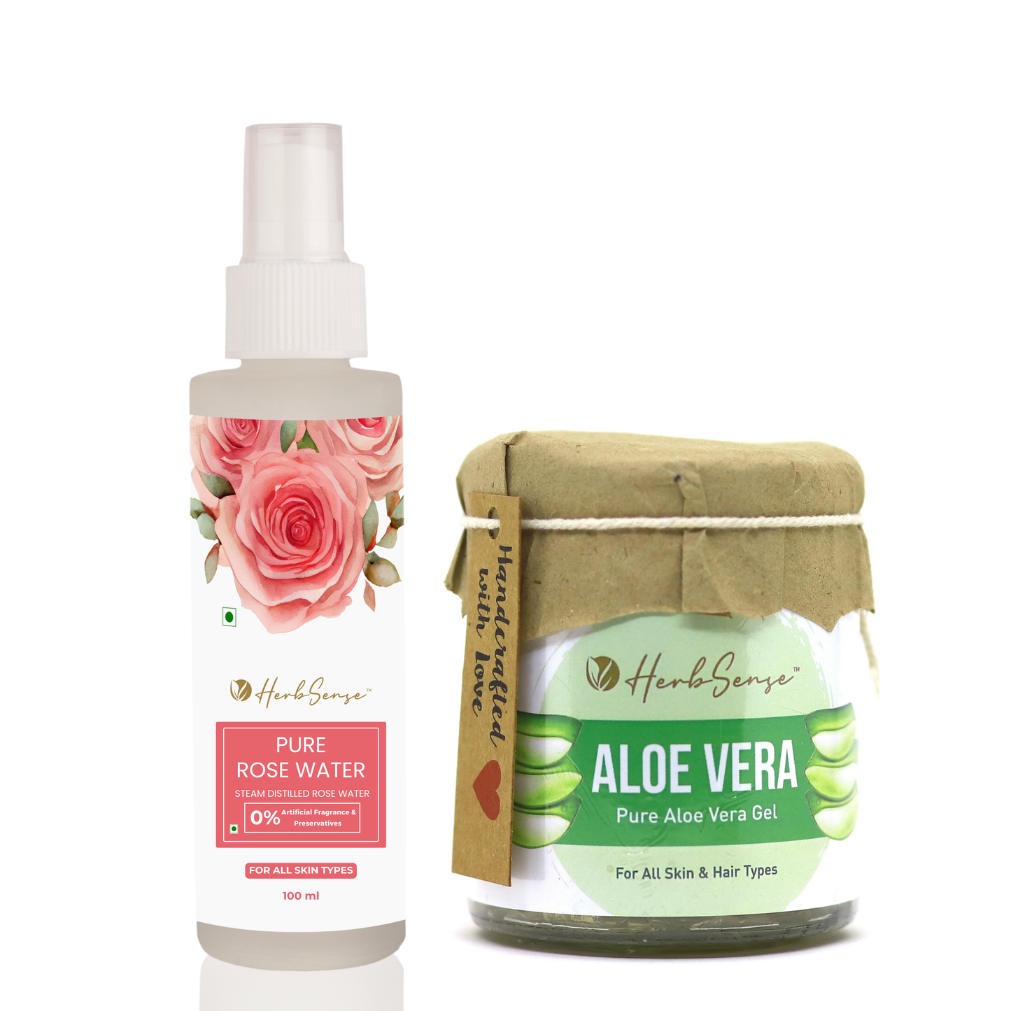Pure Rose Water & Aloe Vera Gel Combo Pack, Hydrating & Refreshing Skin Care Combo, Face Toner Mist, Aloe Gel 180gm + Rose Water 100ml