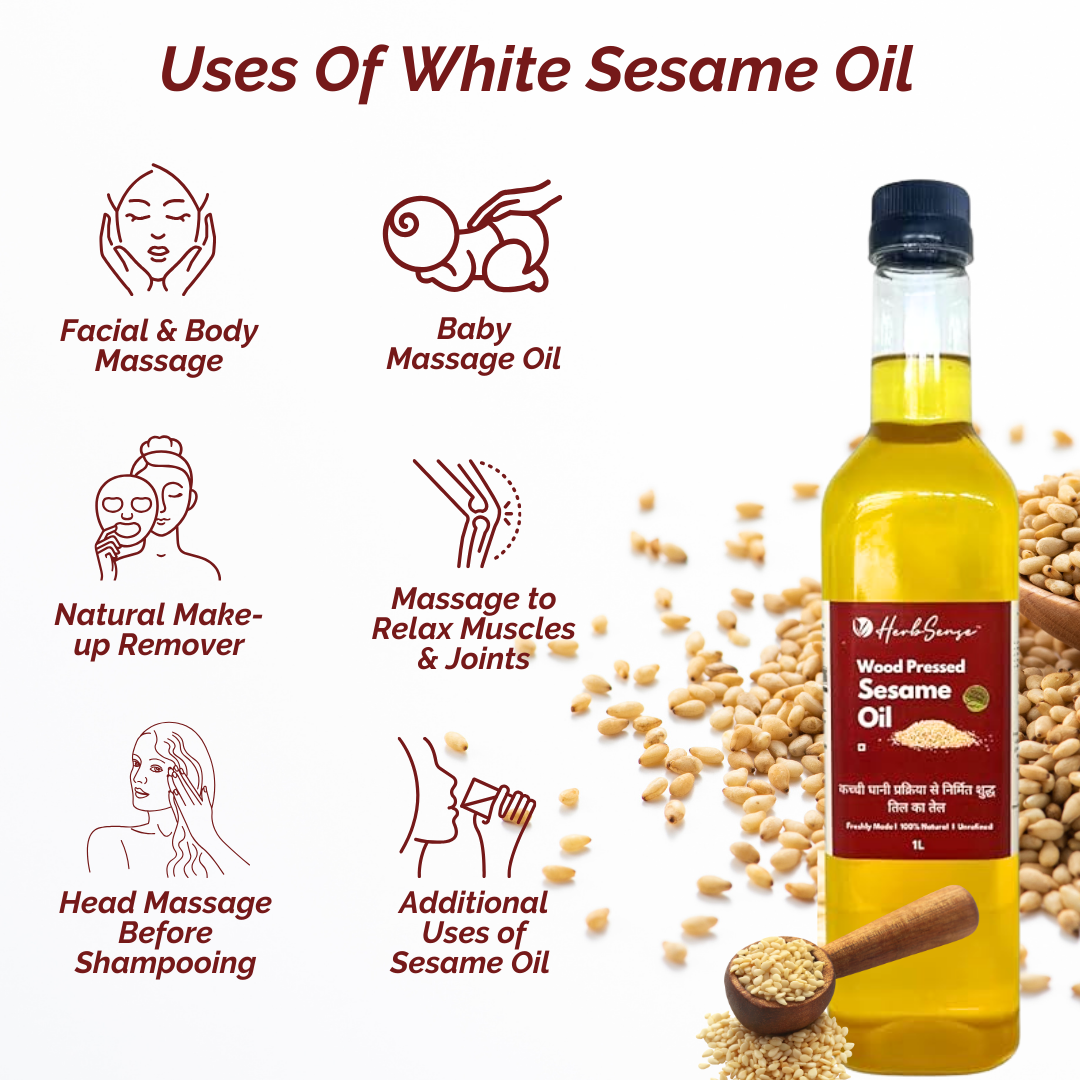 Wood Pressed Sesame Cooking Oil,Unrefined & Unfiltered,Excellent For Cooking,Hair Care,Body Massage Oil, Zero Added Preservatives,2L (1L Pack of 2 )