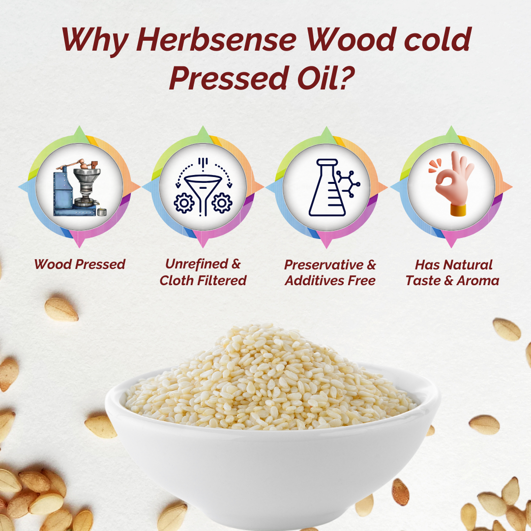 Wood Pressed Sesame Cooking Oil,Unrefined & Unfiltered,Excellent For Cooking,Hair Care,Body Massage Oil, Zero Added Preservatives,2L (1L Pack of 2 )
