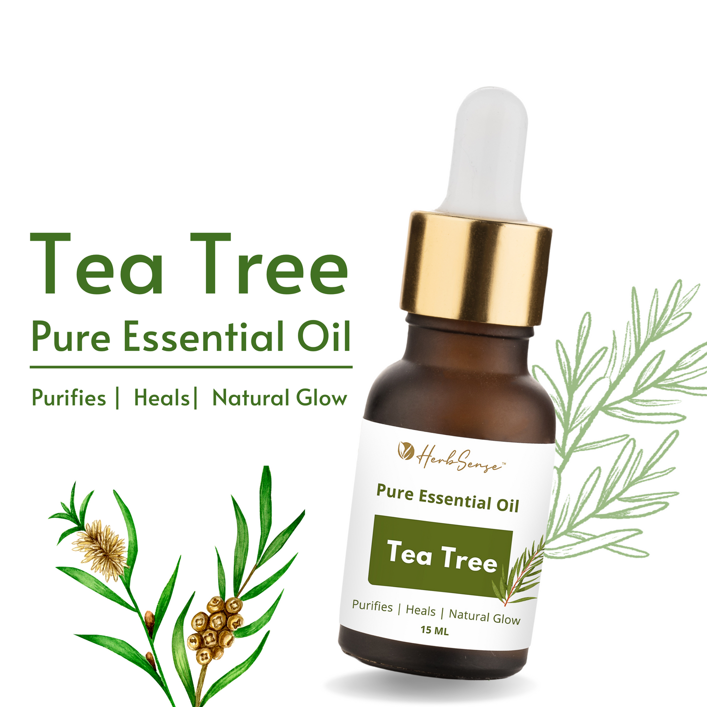 Tea Tree Essential Oil, for Acne, Pimples, Scars, Skin, Face, Hair care & Anti-Dandruff - 15ml