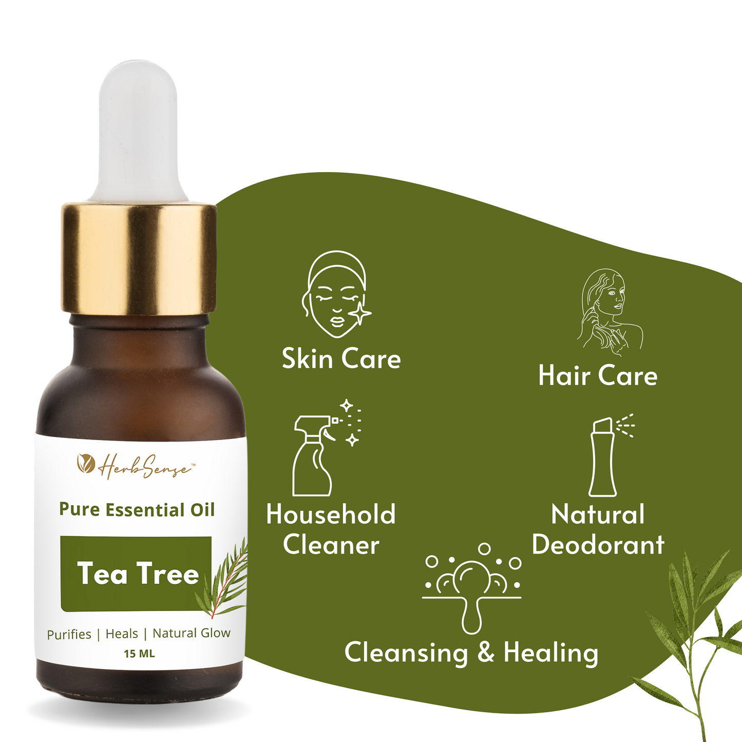 Tea Tree Essential Oil, for Acne, Pimples, Scars, Skin, Face, Hair care & Anti-Dandruff - 15ml