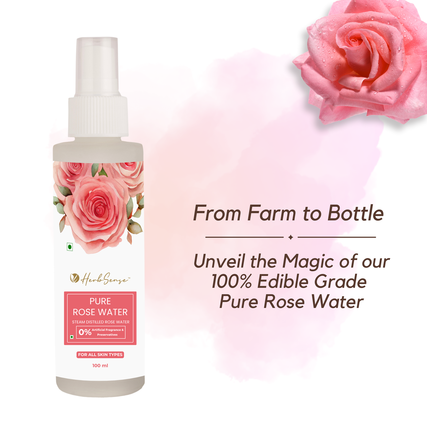 Pure Aloe Vera Gel Refill Pack + Pure Rose Water Combo Pack, Hydrating & Refreshing Combo, Eco-friendly Refill Pack 500gm & 100ML Rose Water