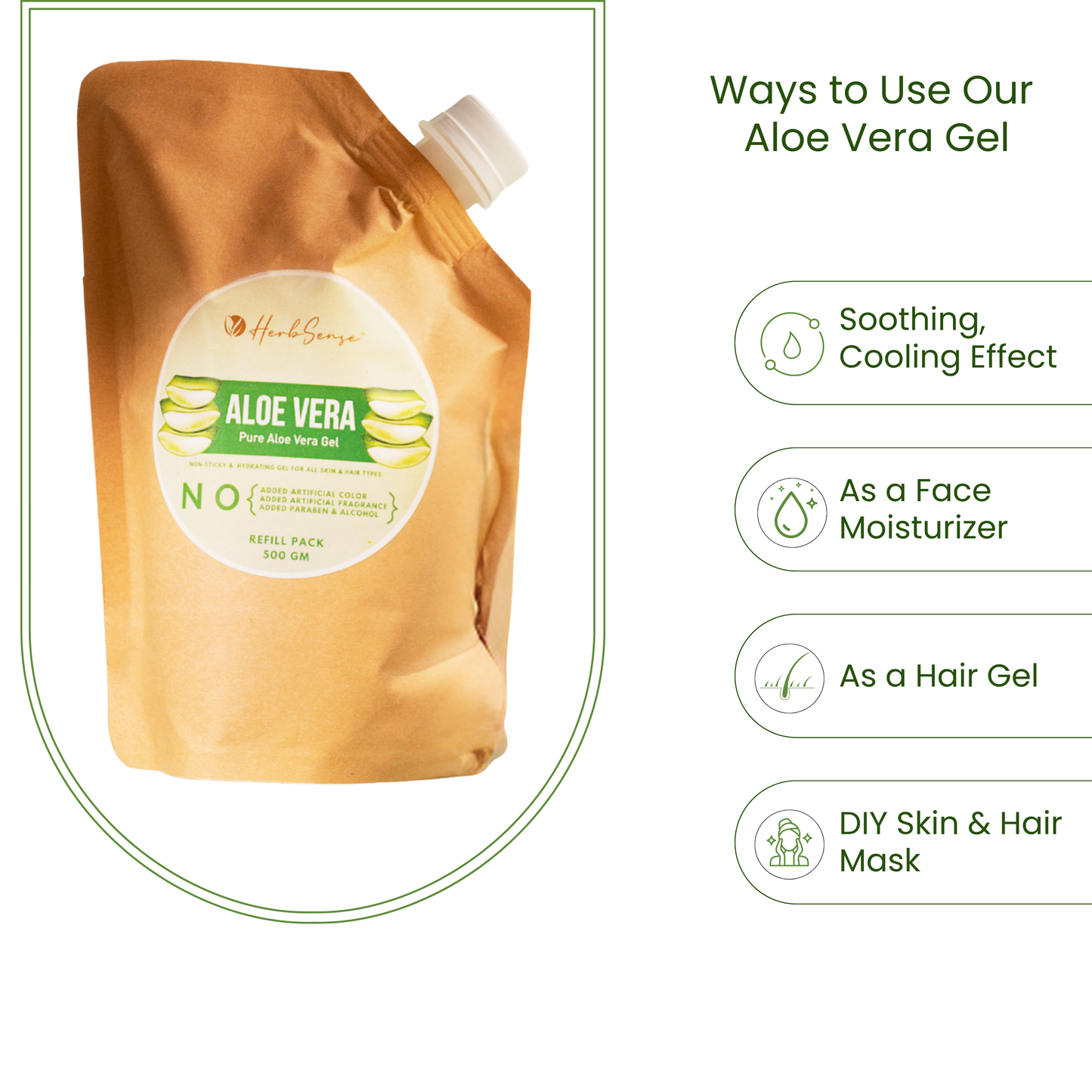Pure Aloe Vera Gel Refill Pack + Pure Rose Water Combo Pack, Hydrating & Refreshing Combo, Eco-friendly Refill Pack 500gm & 100ML Rose Water