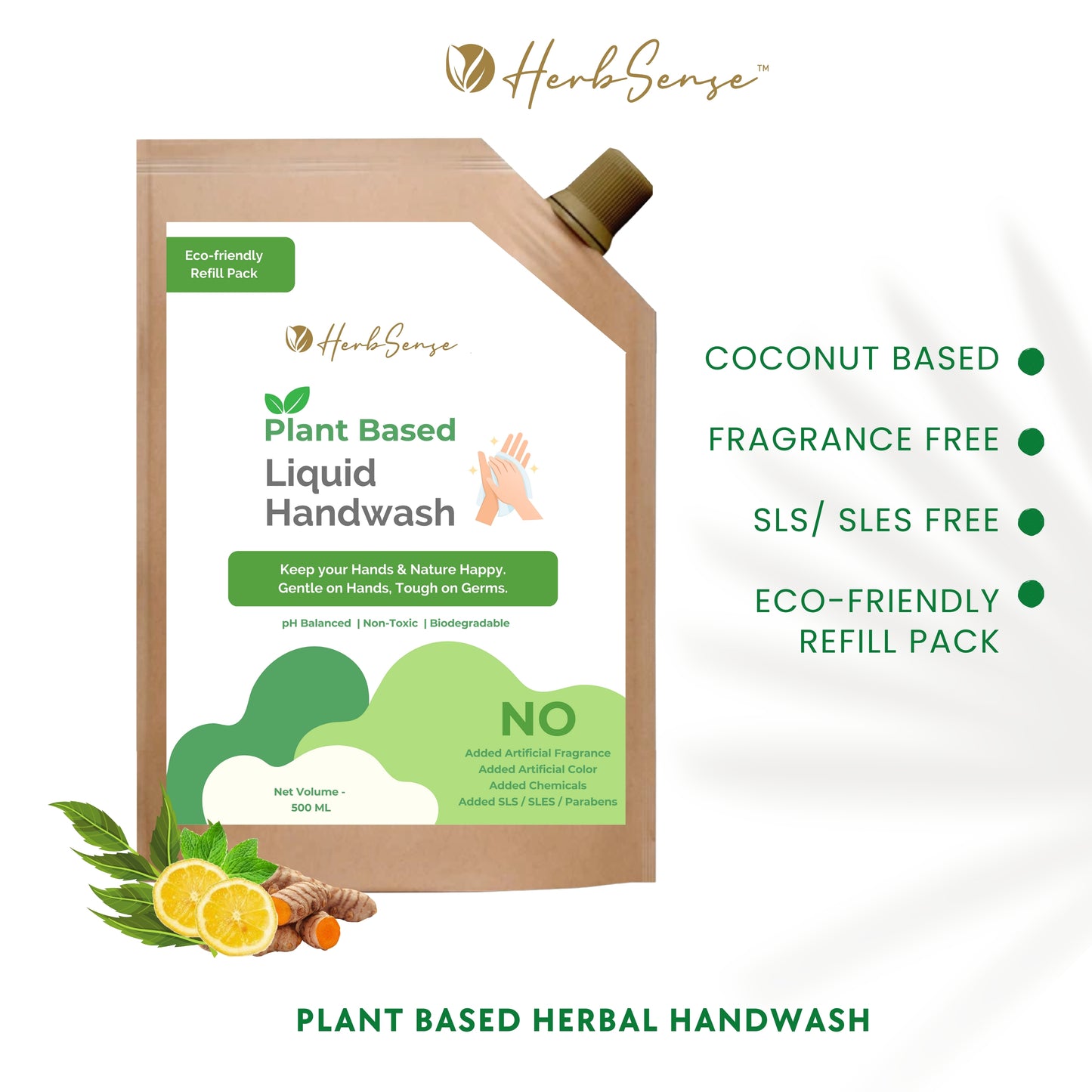 Plant Based Liquid Handwash-Eco Friendly Refill 500ml