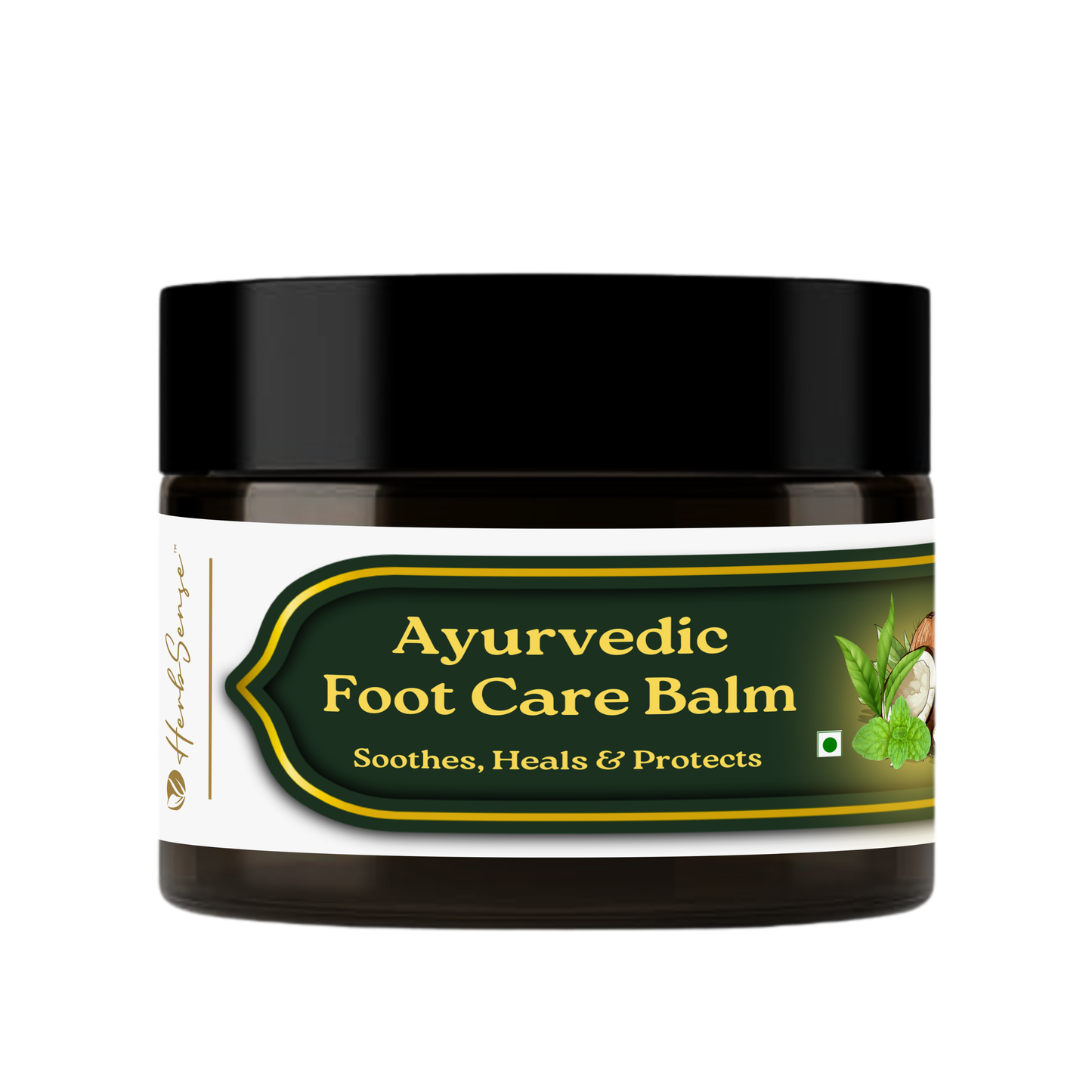 Herbsense Ayurvedic Foot Care Balm, Enriched With Mint, Ginger, Coconut Oil & Shea Butter, Natural Solution for Dry & Cracked Heels, 50 GM