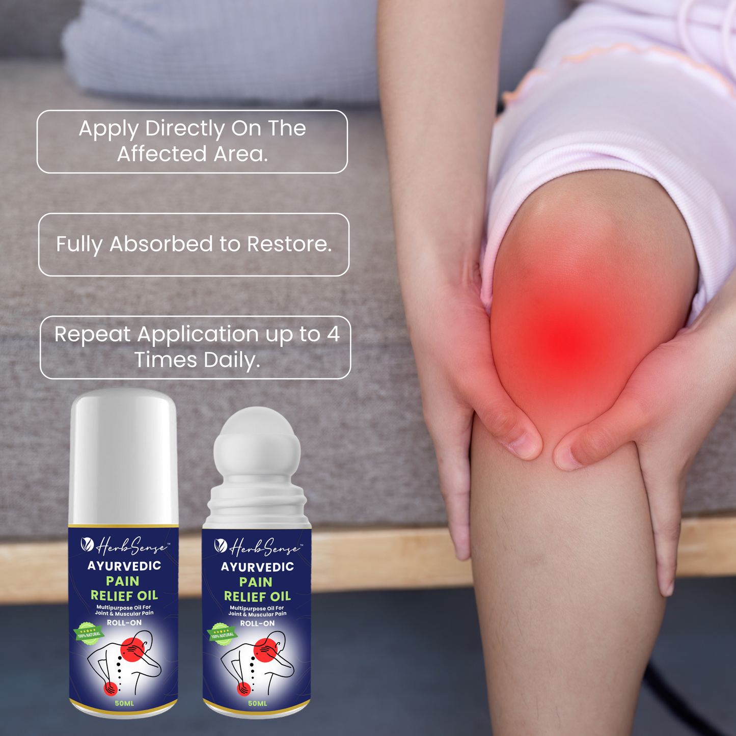 Ayurvedic Pain Relief Oil For Joint and Muscular Pain- 100% Natural, 50ml Roll On