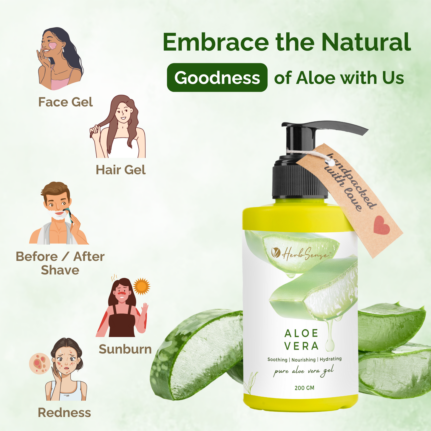 Pure Aloe Vera Gel -Moisturizing & Hydrating Gel for All Skin & Hair types
