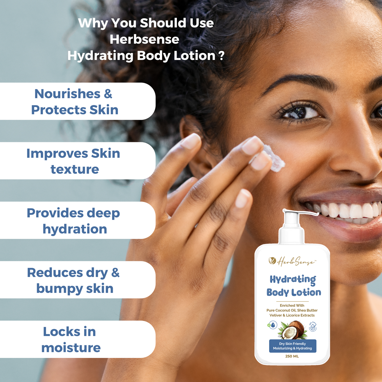 Hydrating Body Lotion, For Deep Moisturization, 250ml, Enriched with Coconut Oil, Shea Butter, Vetiver & Licorice Extracts, Dry Skin Friendly