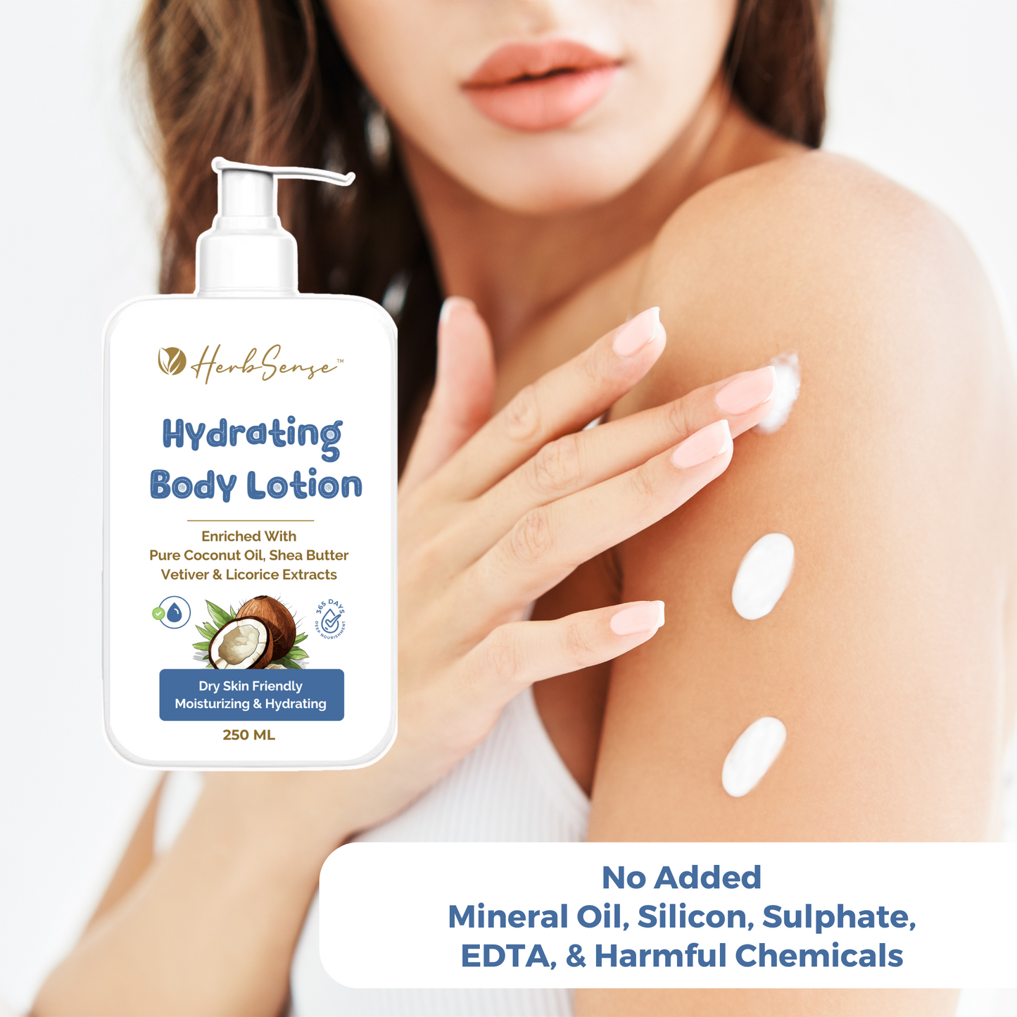 Hydrating Body Lotion, For Deep Moisturization, 250ml, Enriched with Coconut Oil, Shea Butter, Vetiver & Licorice Extracts, Dry Skin Friendly