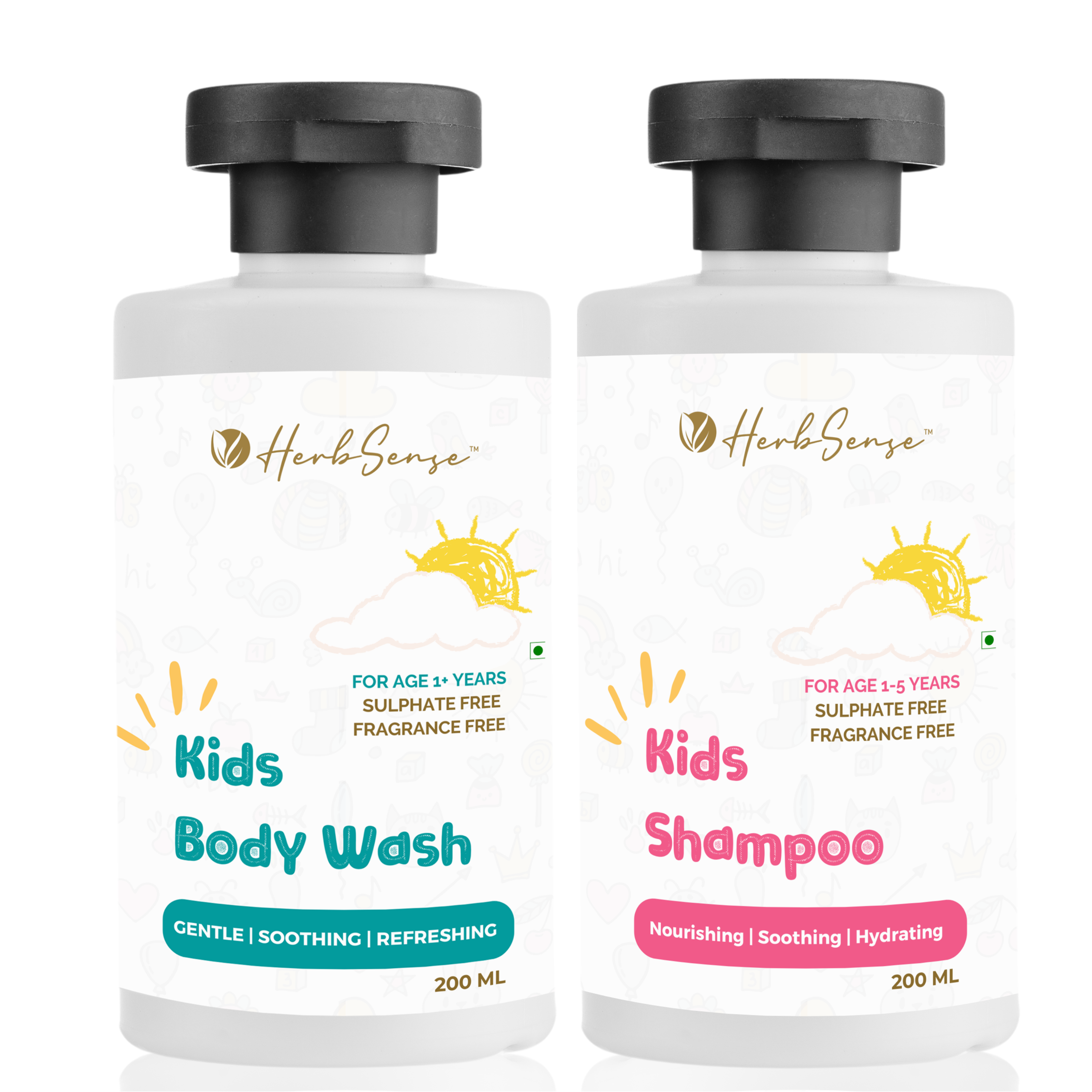 Kids Daily Shampoo Kids Body Wash Combo Pack, Plant Based