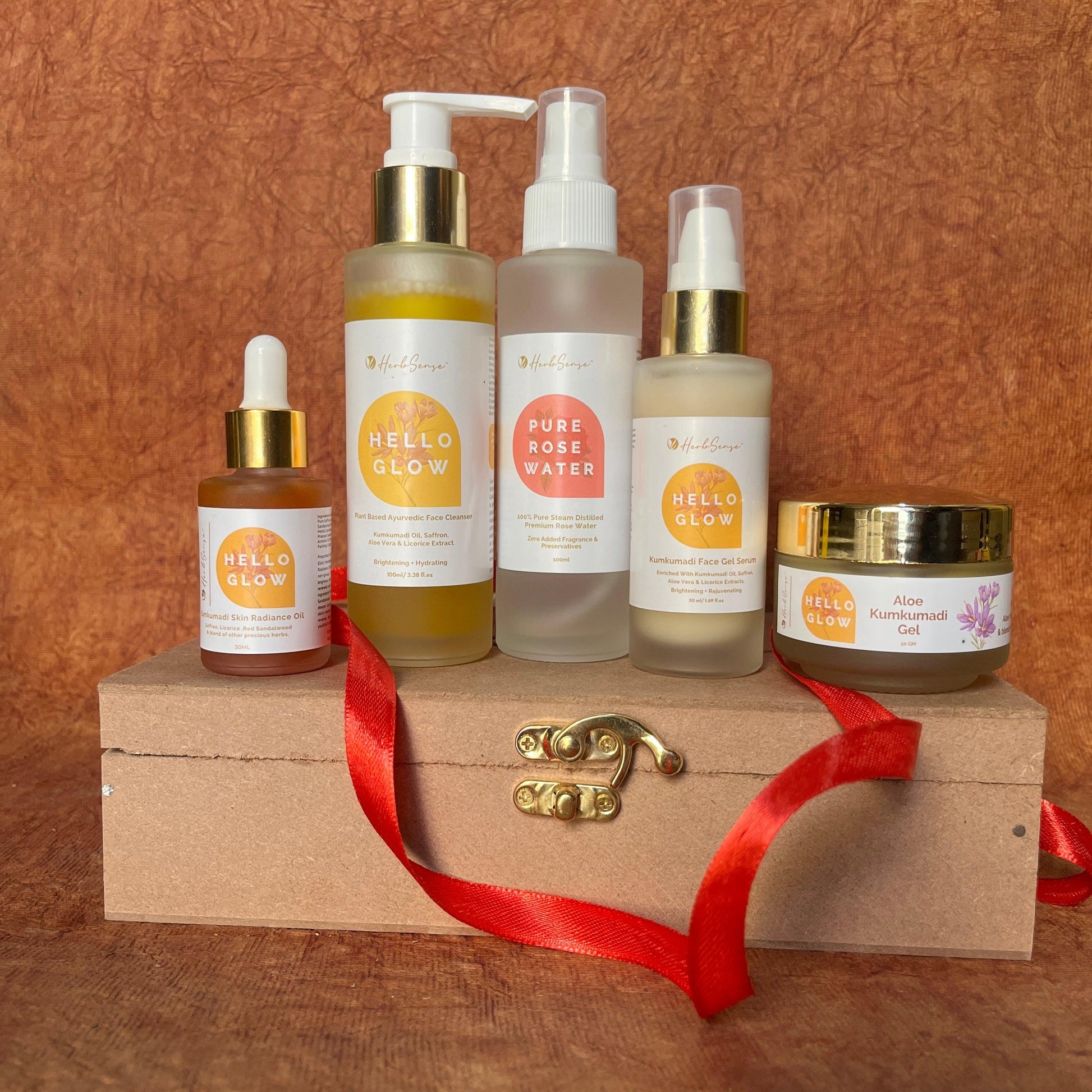 Kumkumadi Skin Care Range Eco-friendly Gift Set | 5-IN-1 Plant Based Natural Skin Care Products Gift Box | Sustainable & Zero Waste Gifting - Herbsense