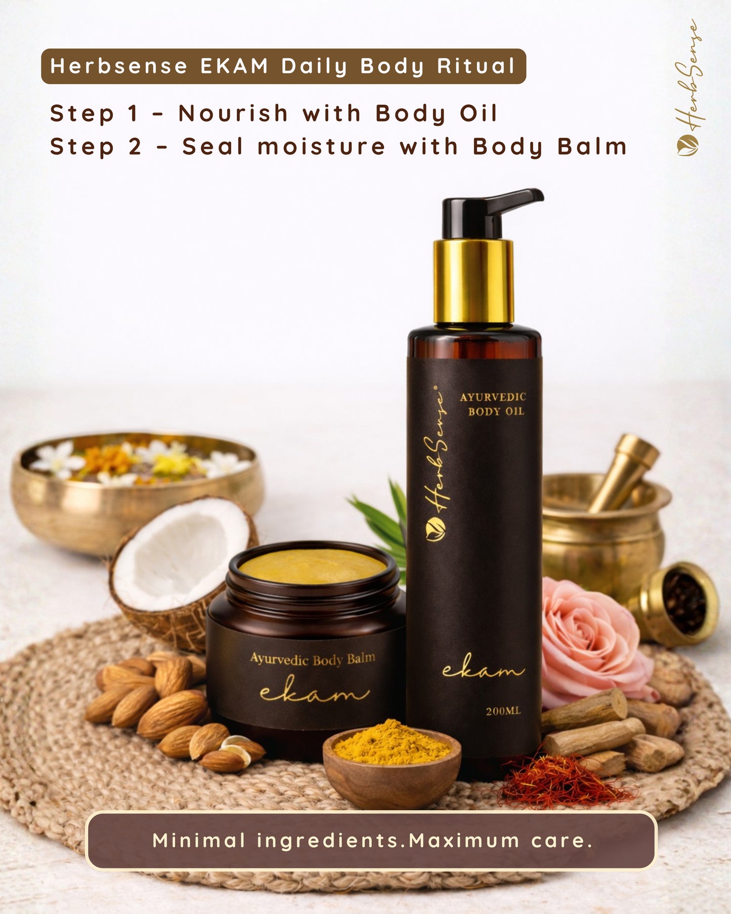 Ayurvedic Body Oil Ekam, Deep Nourishment and Hydration, Pregnancy Safe, After Bath Oil, Massage & Maalish Oil, Non-Sticky Lightweight Formula, 200ml