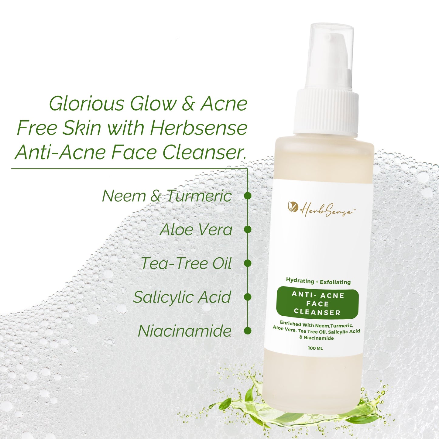 Anti-Acne Face Cleanser, For Oily-Acne Prone Skn, With Salicylic Acid and Niacinamide- 100ml