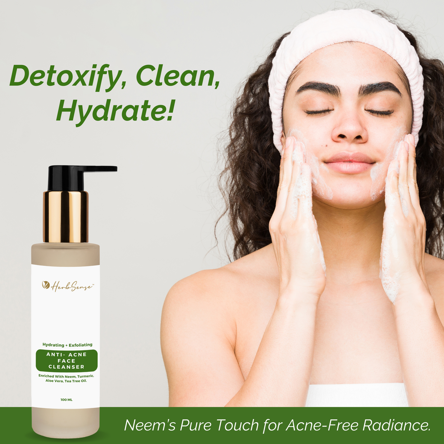 Anti-Acne Face Cleanser, For Normal to Oily-Acne Prone Skn, With Ginger, Aloe Vera and Tea Tree- 100ml