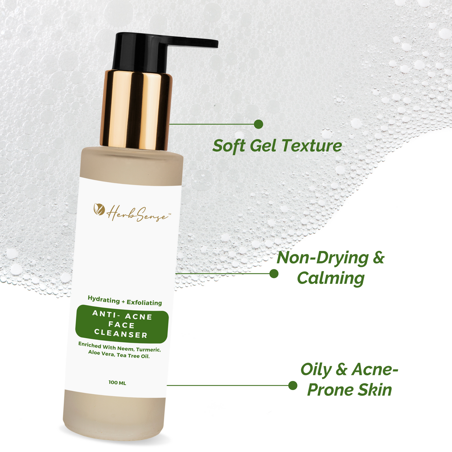 Anti-Acne Face Cleanser, For Normal to Oily-Acne Prone Skn, With Ginger, Aloe Vera and Tea Tree- 100ml