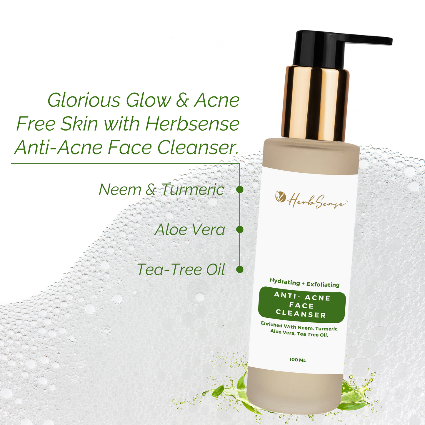 Anti-Acne Face Cleanser, For Normal to Oily-Acne Prone Skn, With Ginger, Aloe Vera and Tea Tree- 100ml