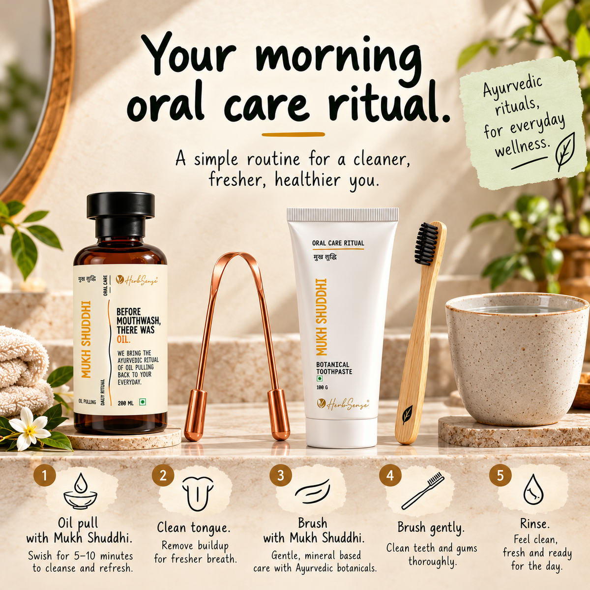Mukh Shuddhi Ayurvedic Oil Pulling 200 ml | Daily Oral Ritual | Edible Grade Ingredients