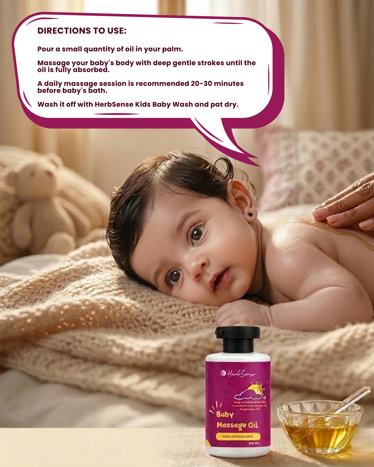 Baby Massage Oil- 200ml | Preservative & Chemical Free | Blend of Natural Wood Cold Pressed Oils |  Safe to use from Day 1