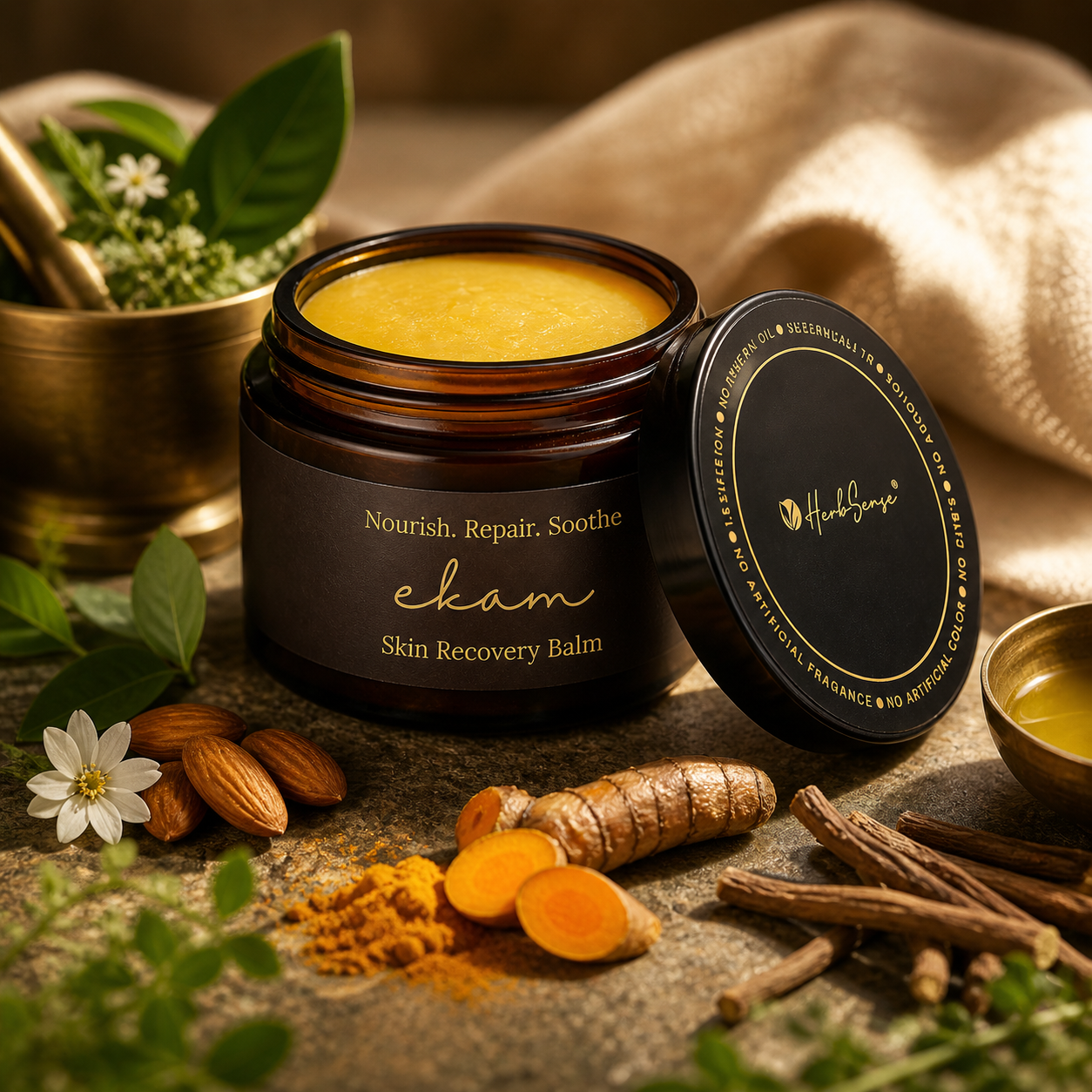 Ayurvedic Skin Recovery Balm-Ekam , For Dry & Cracked Skin | Foot, Heel, Elbow & Hand Repair | Enriched with Frankincense, Shea Butter & Ayurvedic Oils | Nourishing Moisturizing Balm | 50g
