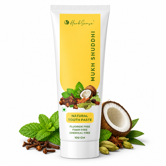 Ayurvedic Toothpaste | Fluoride-Free, SLS-Free, Non-Foaming | Clove, Mint, Coconut & Sesame Oil | Fresh Breath & Gum Care | Mukh Shuddhi 100g
