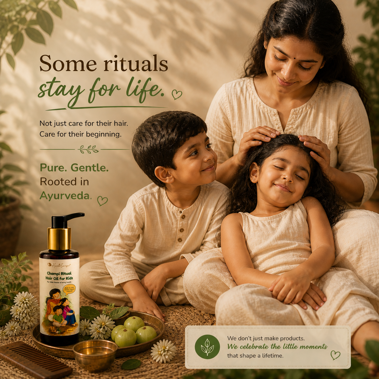 Champi Ritual Hair Oil for Kids | Nourishing Ayurvedic Oil with Sesame, Coconut, Almond & Neem | Gentle Scalp Care for Children | Non-Sticky | 100 ml