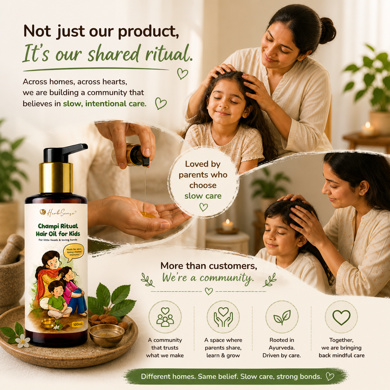 Champi Ritual Hair Oil for Kids | Nourishing Ayurvedic Oil with Sesame, Coconut, Almond & Neem | Gentle Scalp Care for Children | Non-Sticky | 100 ml
