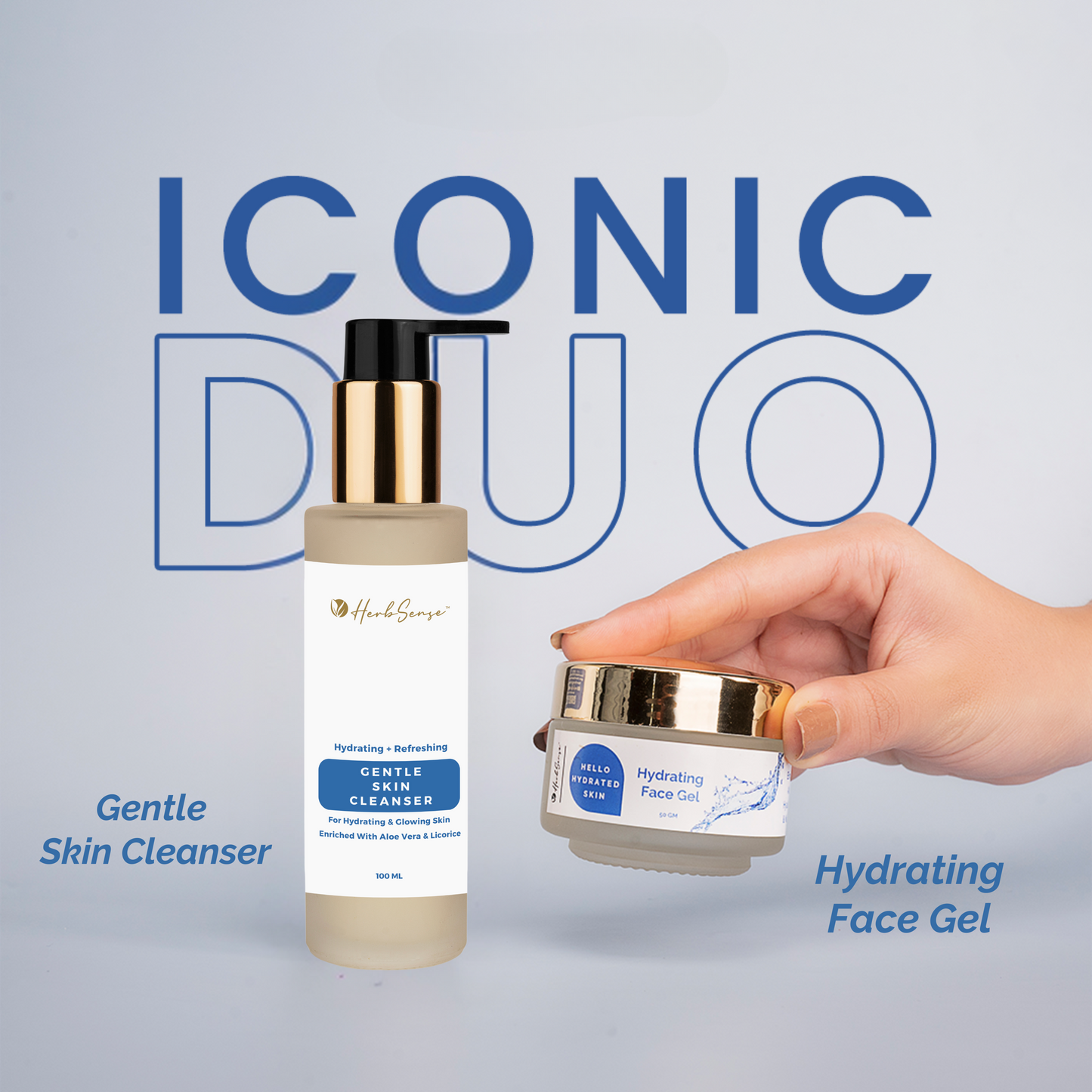 Hydrating Duo- Gentle Skin Cleanser &  Hydrating Face Gel Moisturiser, Sensitive Skin Friendly, Plant Based, For Refreshing & Glowing Skin- Face Gel 50gm and Gentle Skin Cleanser 100ml