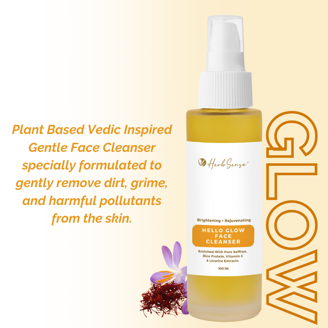 Hello Glow Plant Based Face Cleanser For Glowing  & Nourished Skin | Enriched With Pure Saffron, Aloe Vera & Licorice Extract | 100ml