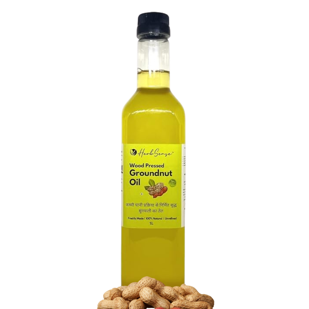 Wood Pressed Groundnut Oil- 2L ( 1L Pack of 2) Unfiltered, UnRefined , No Added Preservatives | 100% Pure