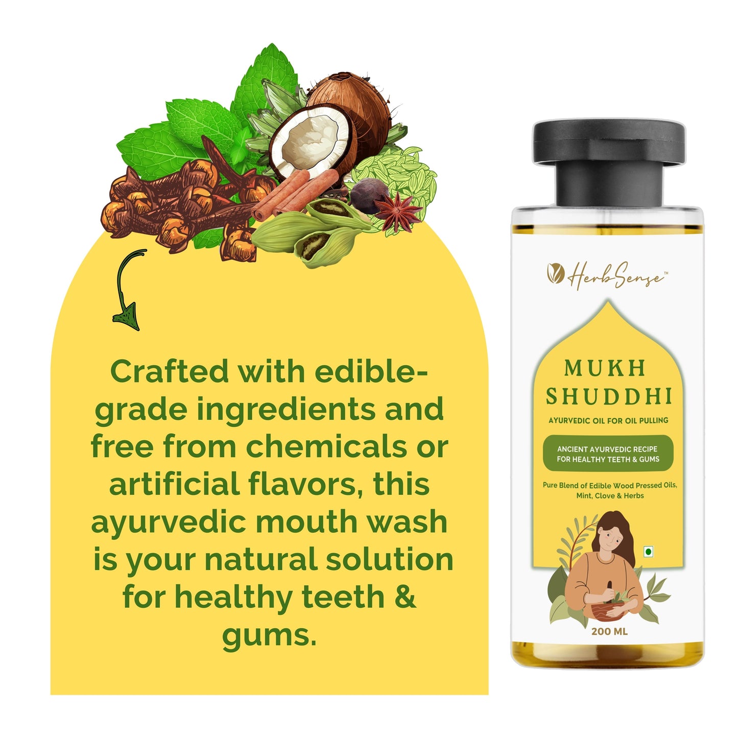 Ayurvedic Oil Pulling For Mouth ,Natural Mouth Wash | Ancient Ayurvedic Recipe For Healthy Tees & Gums | 200ml