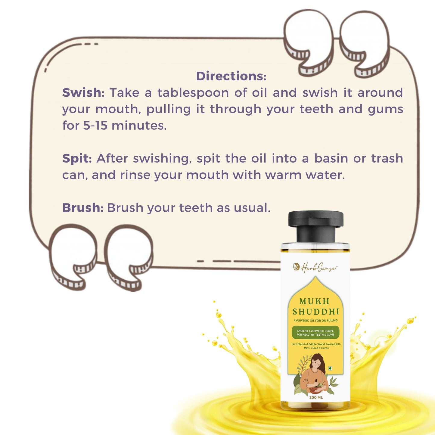 Ayurvedic Oil Pulling For Mouth ,Natural Mouth Wash | Ancient Ayurvedic Recipe For Healthy Tees & Gums | 200ml