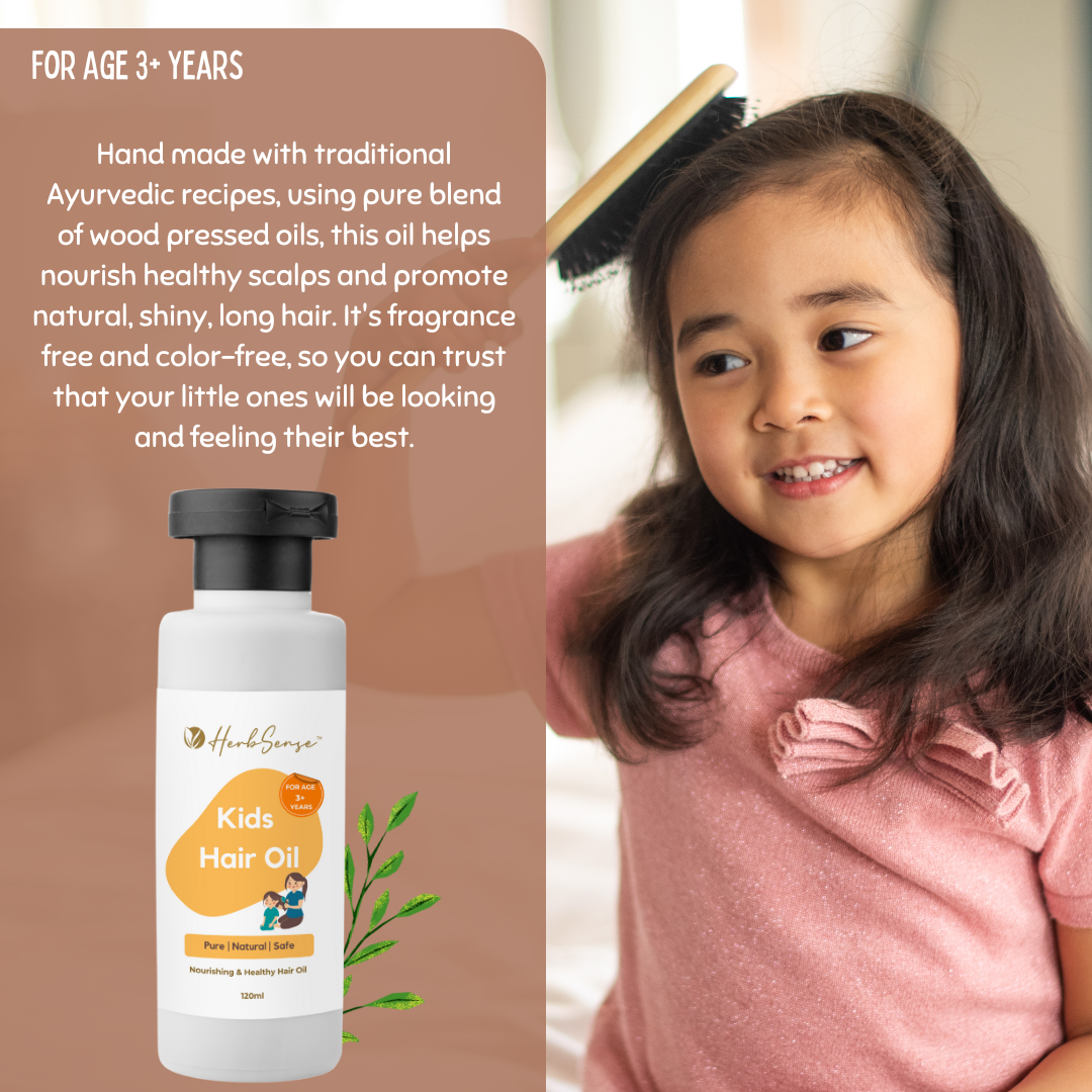 Kids Hair Oil - Pure Blend of Wood Pressed Oils & Herbs | For Age 3+ Years | 120ml