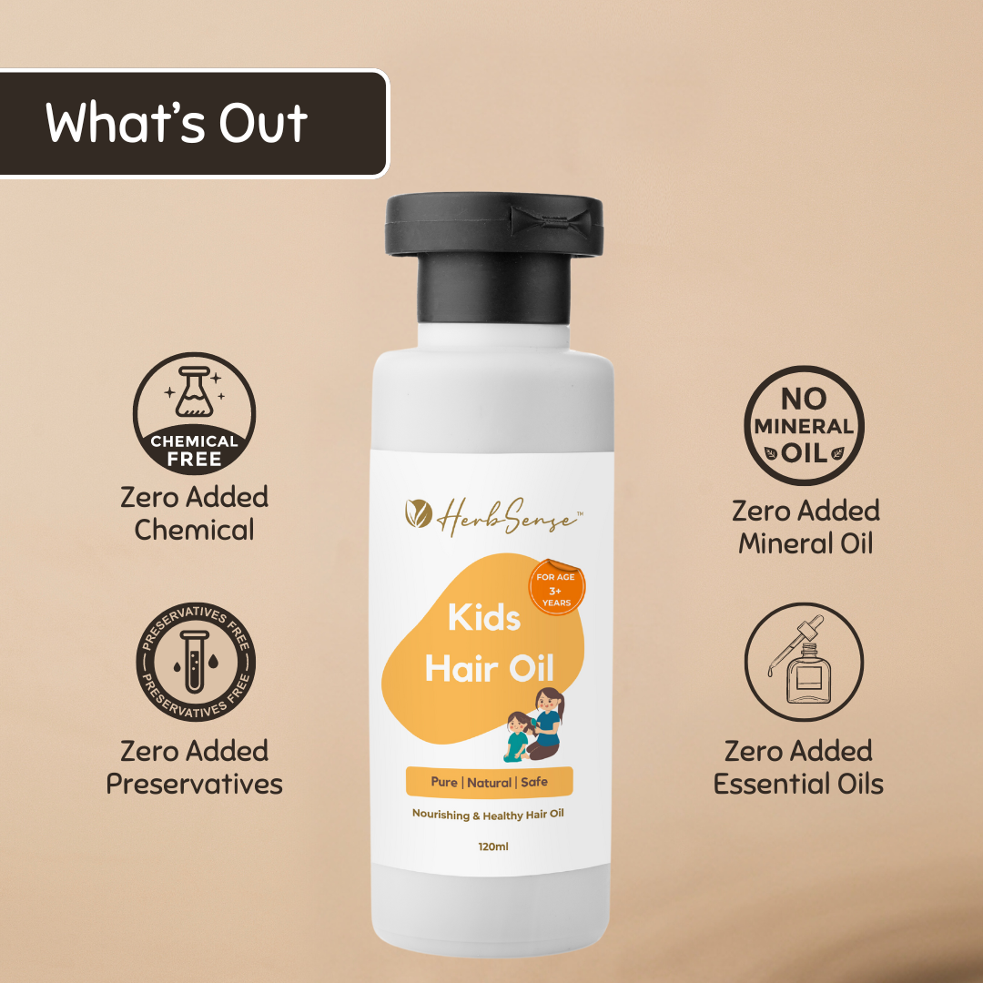 Kids Hair Oil - Pure Blend of Wood Pressed Oils & Herbs | For Age 3+ Years | 120ml