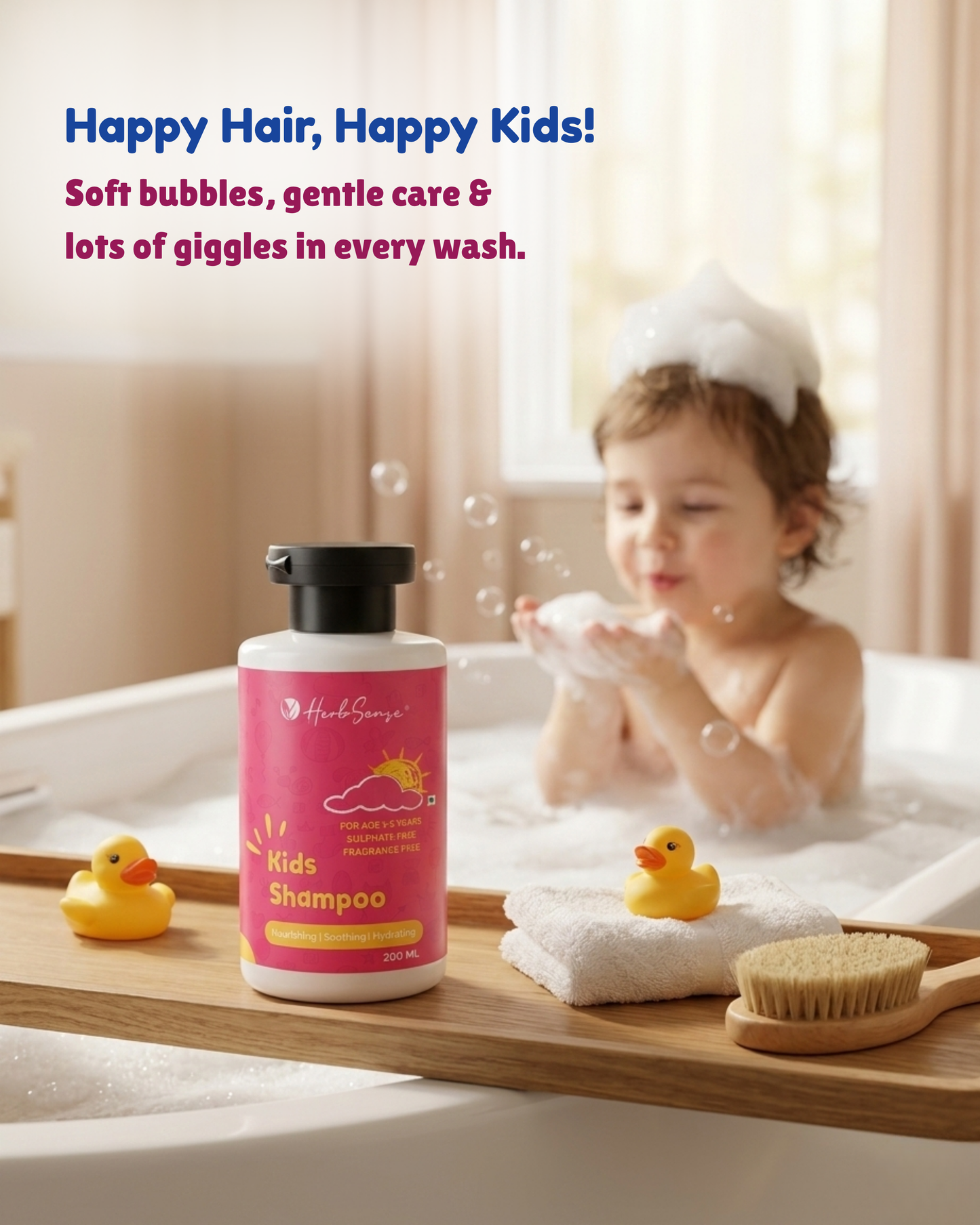 Kids Daily Shampoo & Kids Body Wash Combo Pack, Plant Based, Pure Natural & Safe, Tear Free, Zero Added Fragrance & Color (Pack of 2, 200ml x 2) For Age 1-3 Years