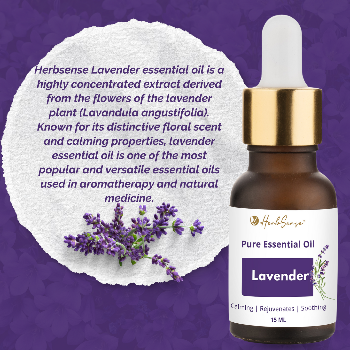 Lavender Essential Oil for Healthy Hair, Skin, Sleep - 100% Pure, Natural and Undiluted 15ML