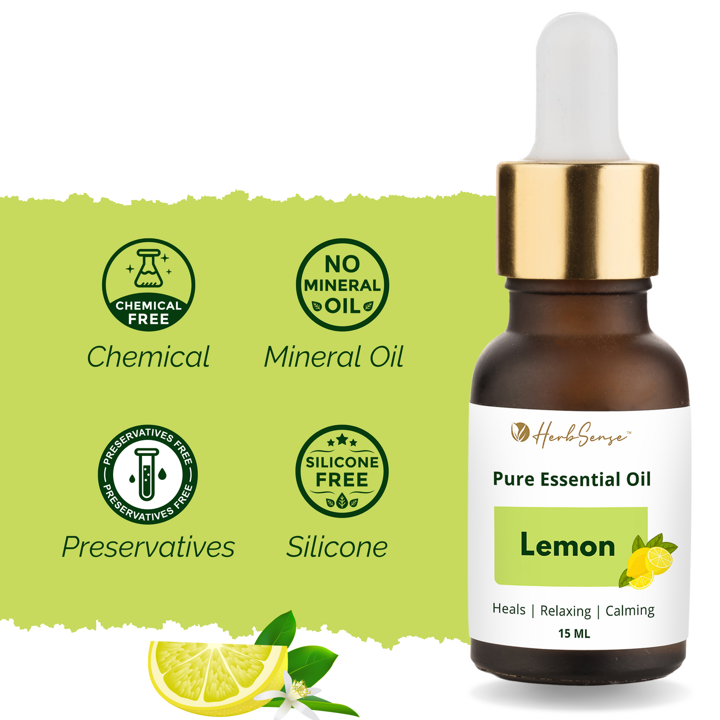 Lemon Essential Oil for Skin, Hair, Scalp, Face, Nails, Aromatherapy - 100% Pure, Natural,15 ML